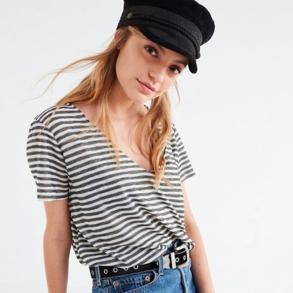 Urban Outfitters Textured V Neck Tee
